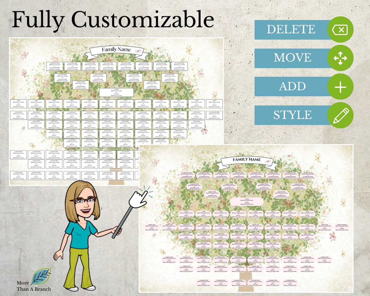 Family Tree For Reunion printable 7 generation anniversary chart