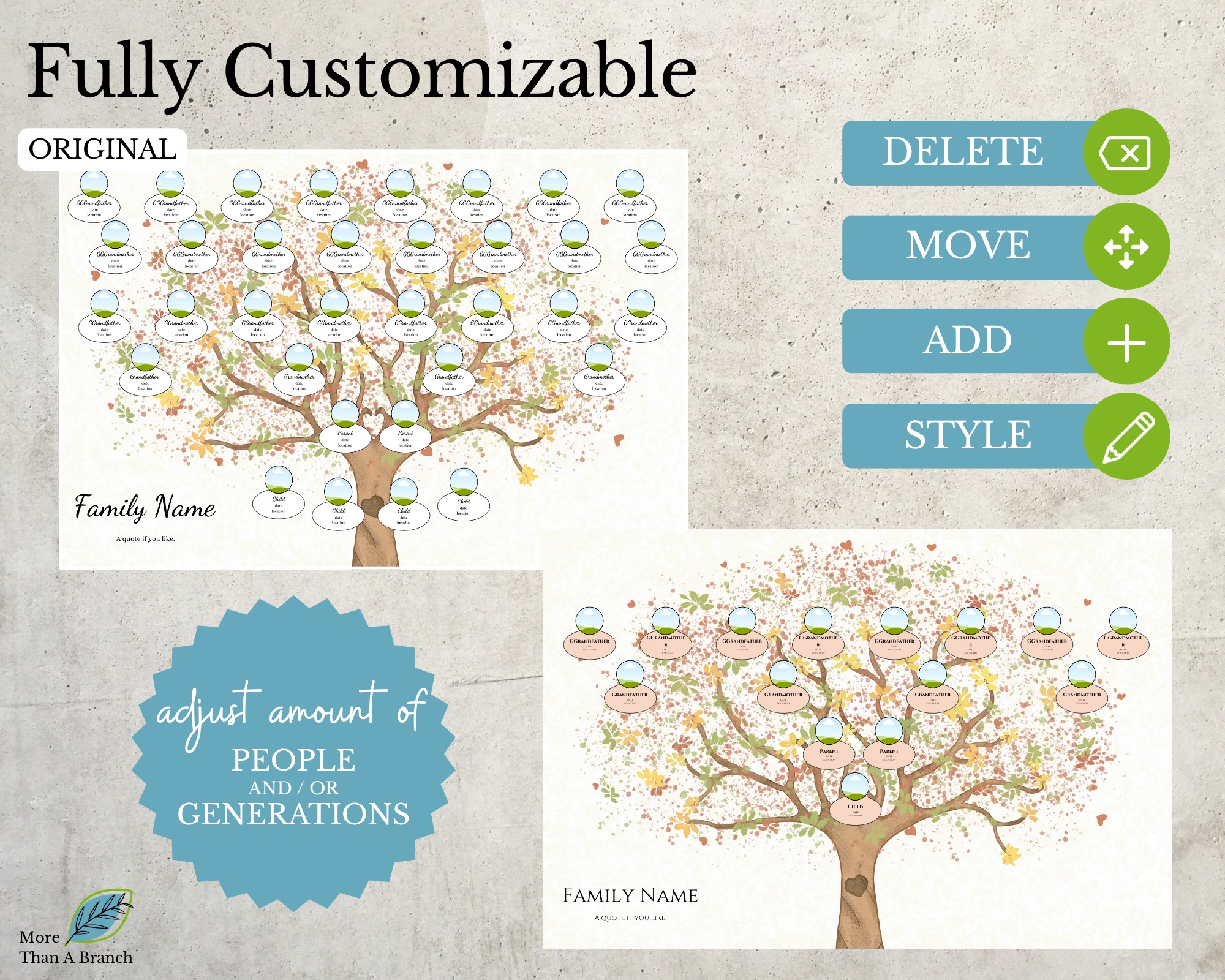 5 Generation Family Tree Canva Template