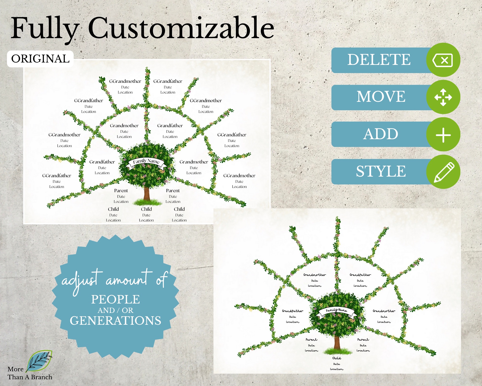 4 Generation Family Tree Fan Chart