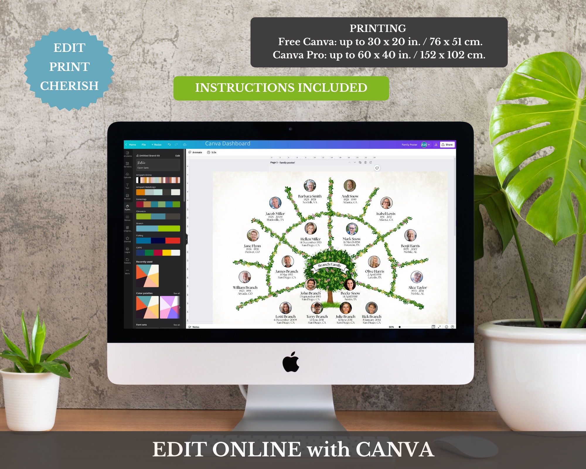 4 Generation Family Tree Fan Chart