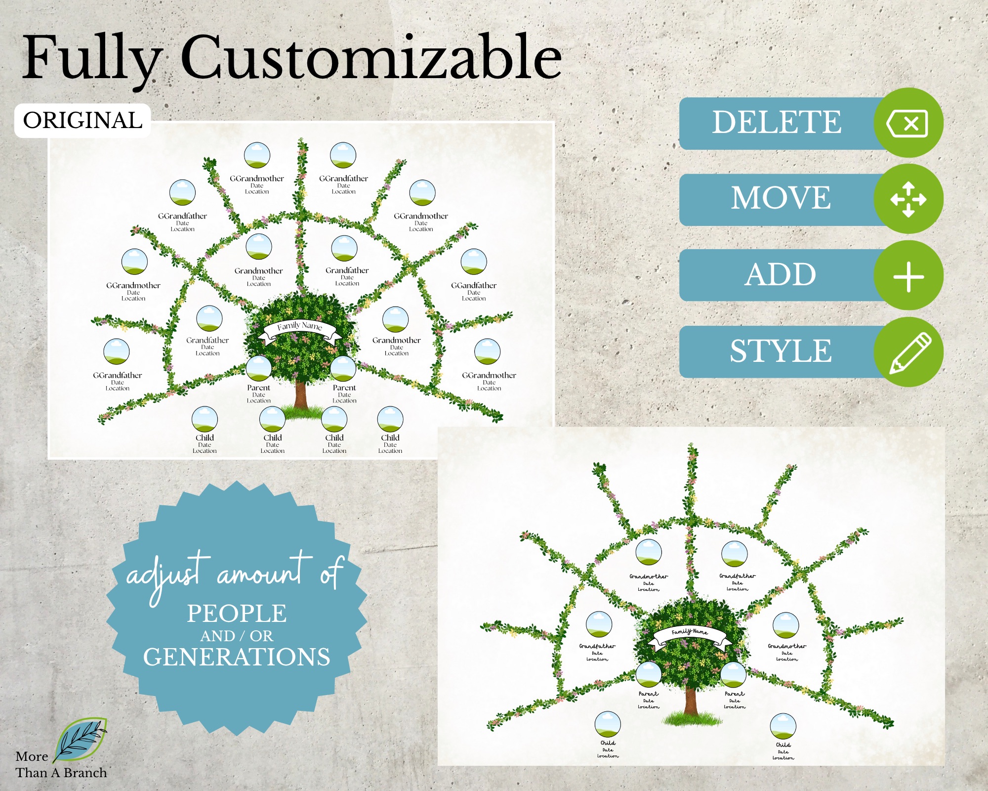 4 Generation Family Tree Fan Chart