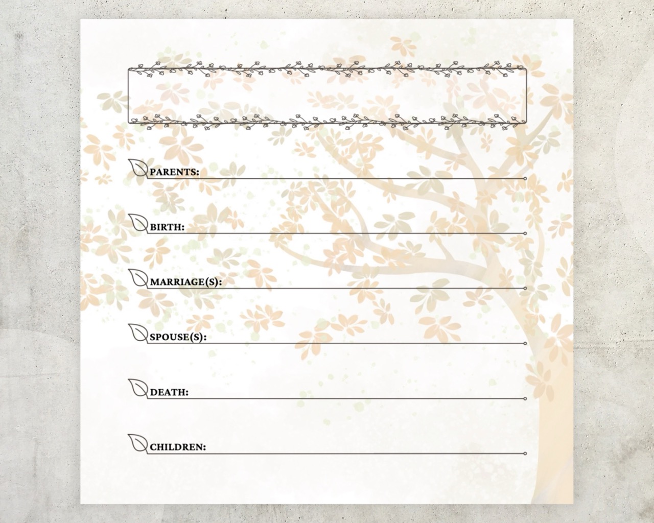 Genealogy Stickie Note