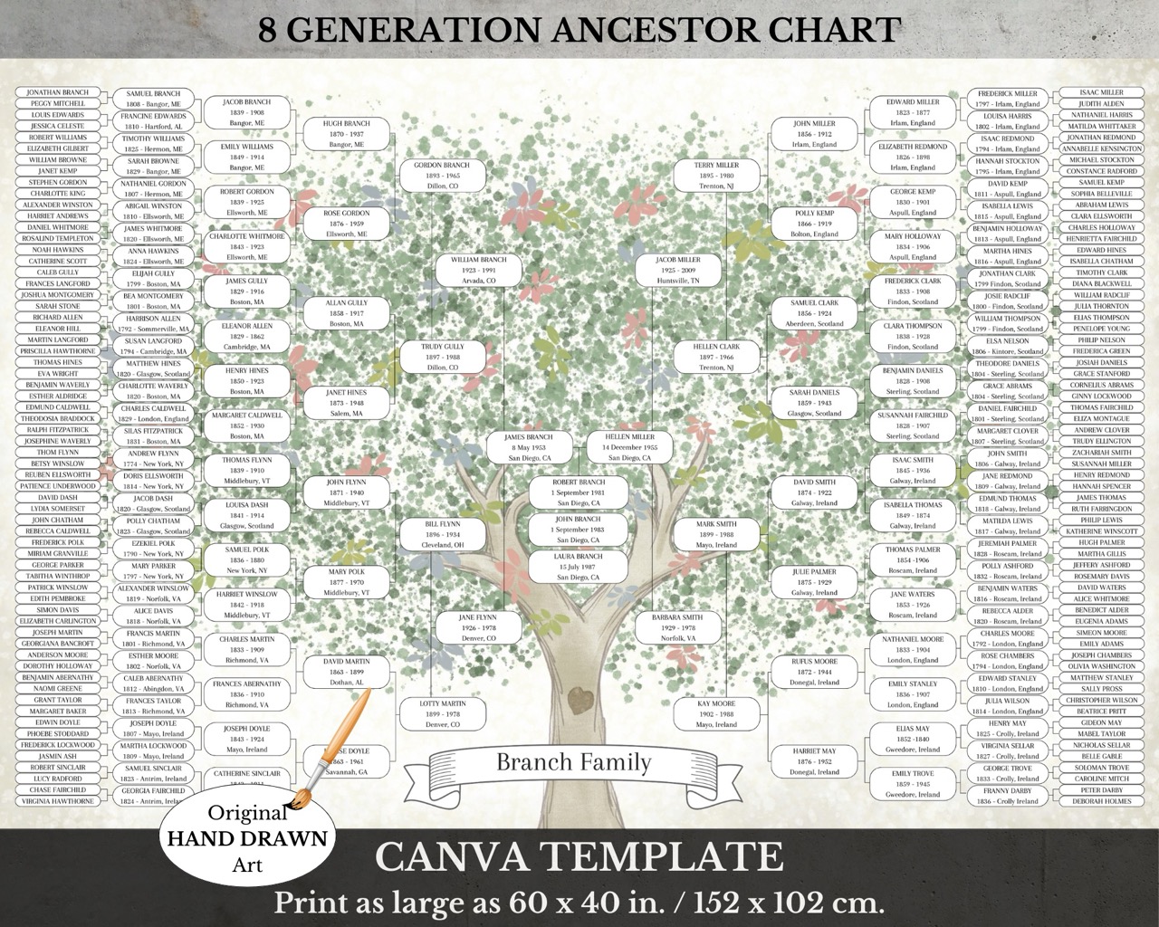 Printable 8 Generation Family Tree