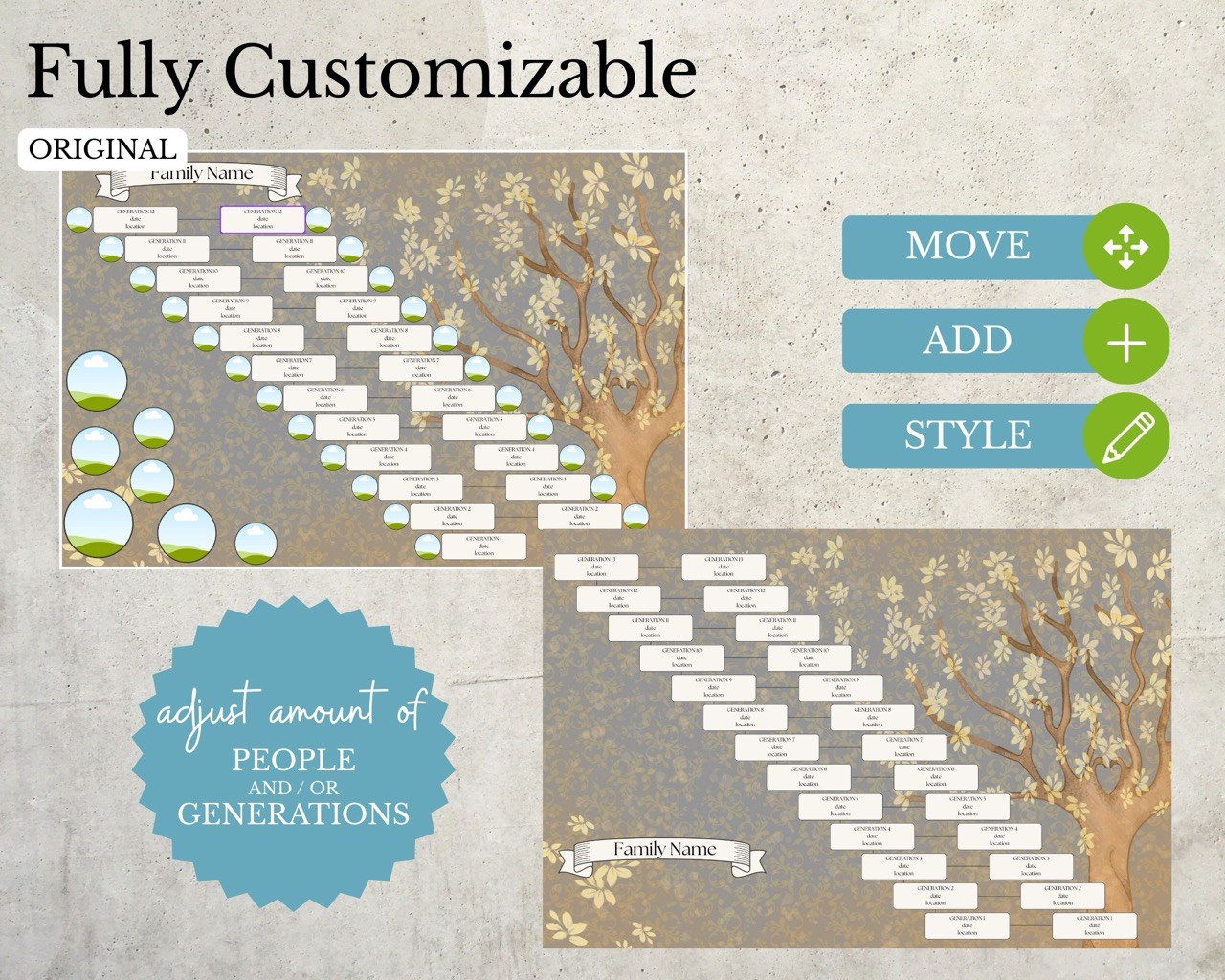 12 Generation Lineage Family Tree