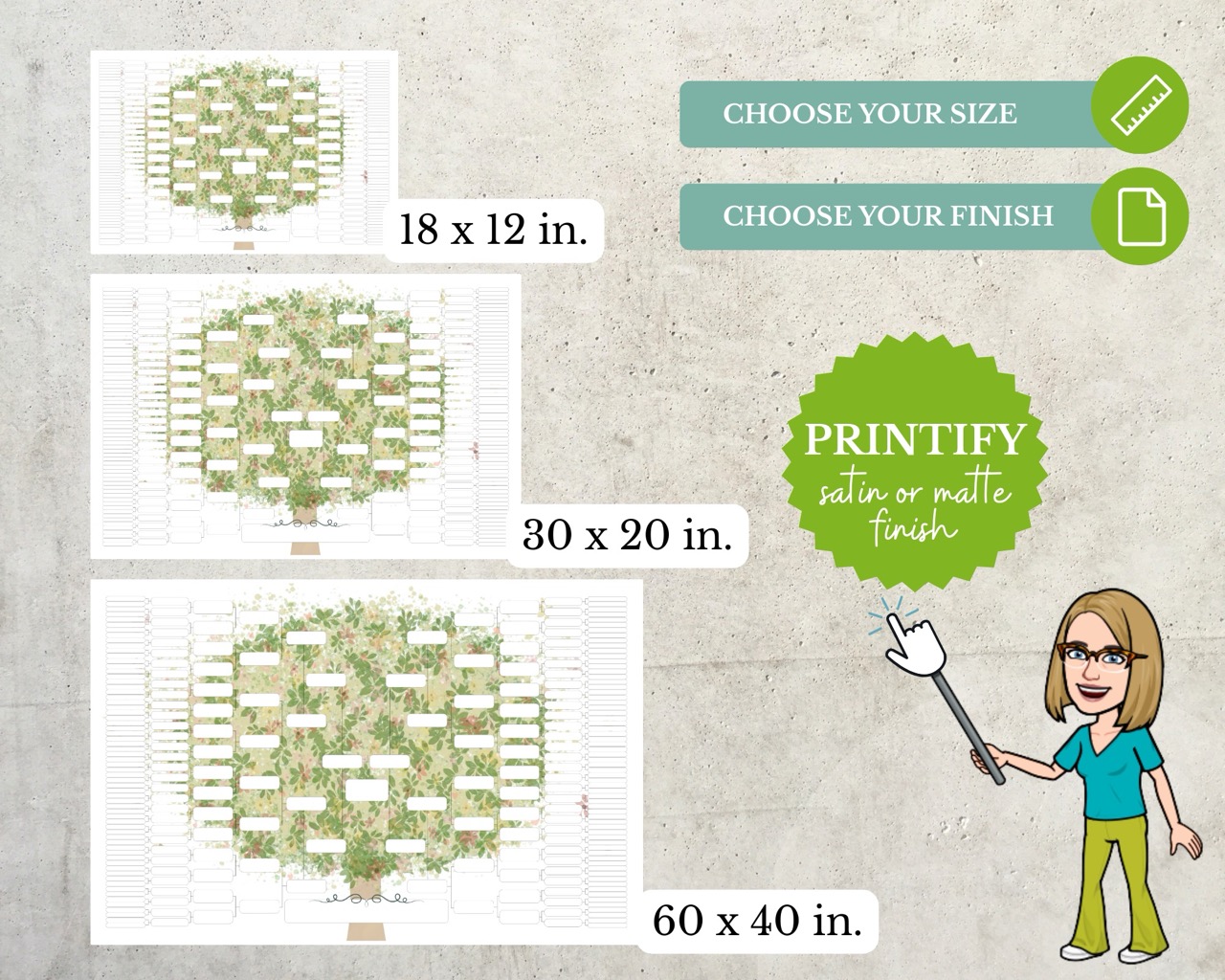 Large family tree chart print
