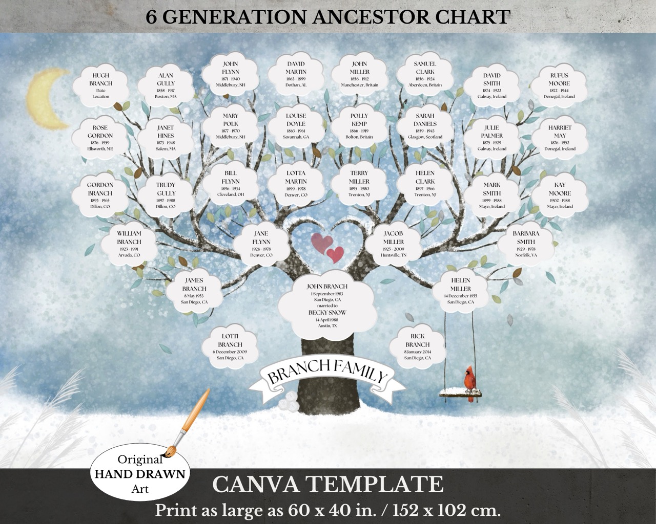 6 Generation Family Tree Template